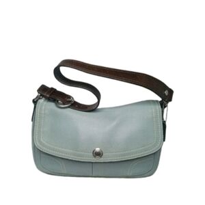 Vintage Coach Chelsea Leather Flap Shoulder Bag F12336  Y2K Teal Blue~Green